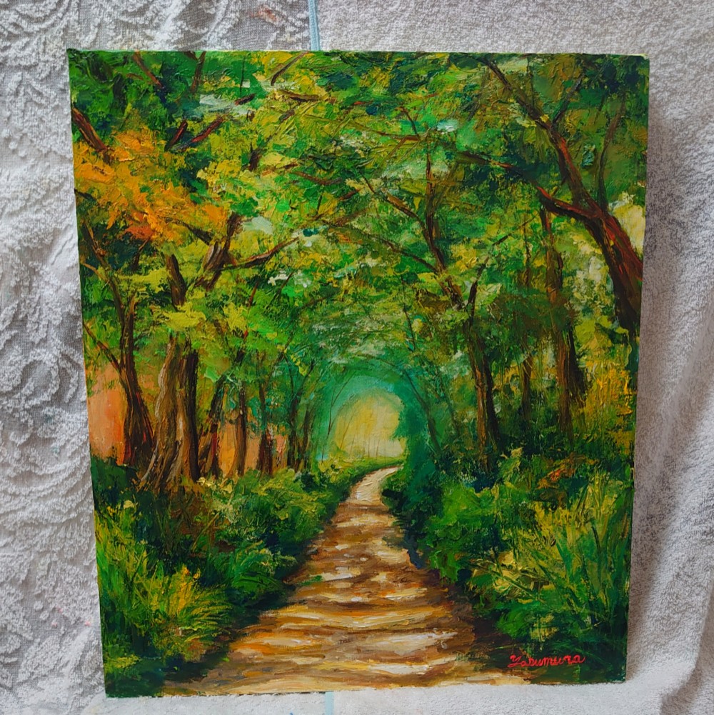 油絵 森の道 絵画 HR 通販 10456056｜Creema(クリーマ) ハンドメイド