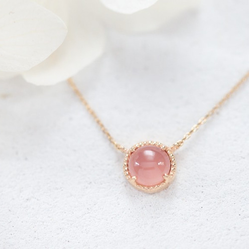 K10YG】北海道産インカローズ（ロードクロサイト）のネックレス