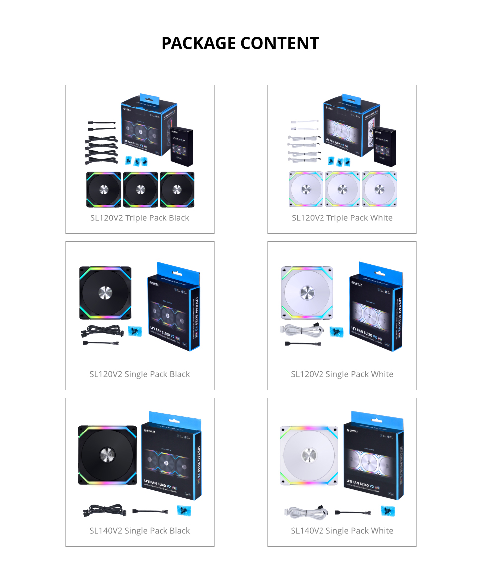 LIAN LI UNI Fan SL140 V2 RGB White Single Fan Pack Without