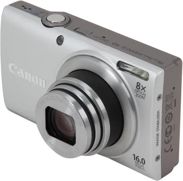 Canon PowerShot A4000 IS Silver 16.0 MP 28mm Wide Angle Digital