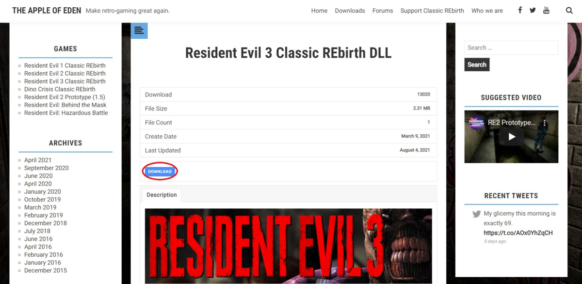 バイオハザード3（1999）PC版 パッチ（Classic REbirth）導入方法