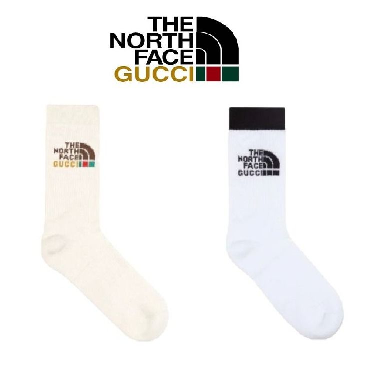 関税込 コラボ グッチ ノースフェイス ウール ソックス 2色 (GUCCI