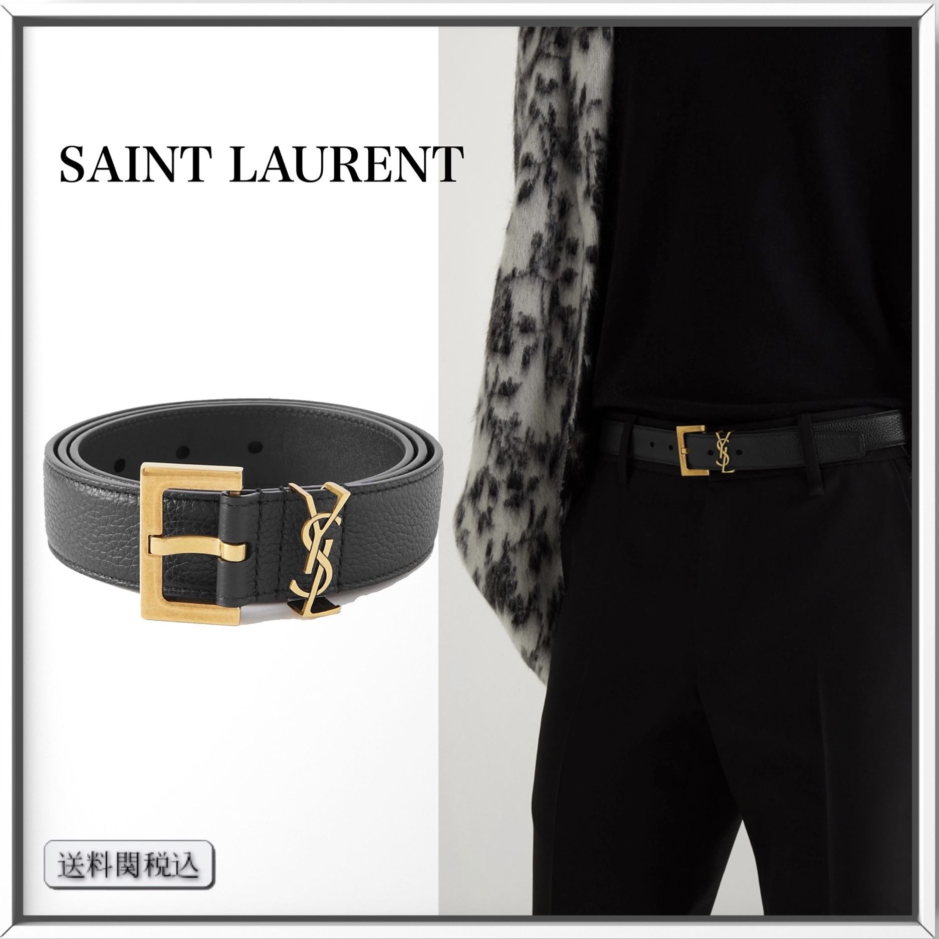 SAINT LAURENT YSL グレインレザー ベルト 人気 (Saint Laurent/ベルト