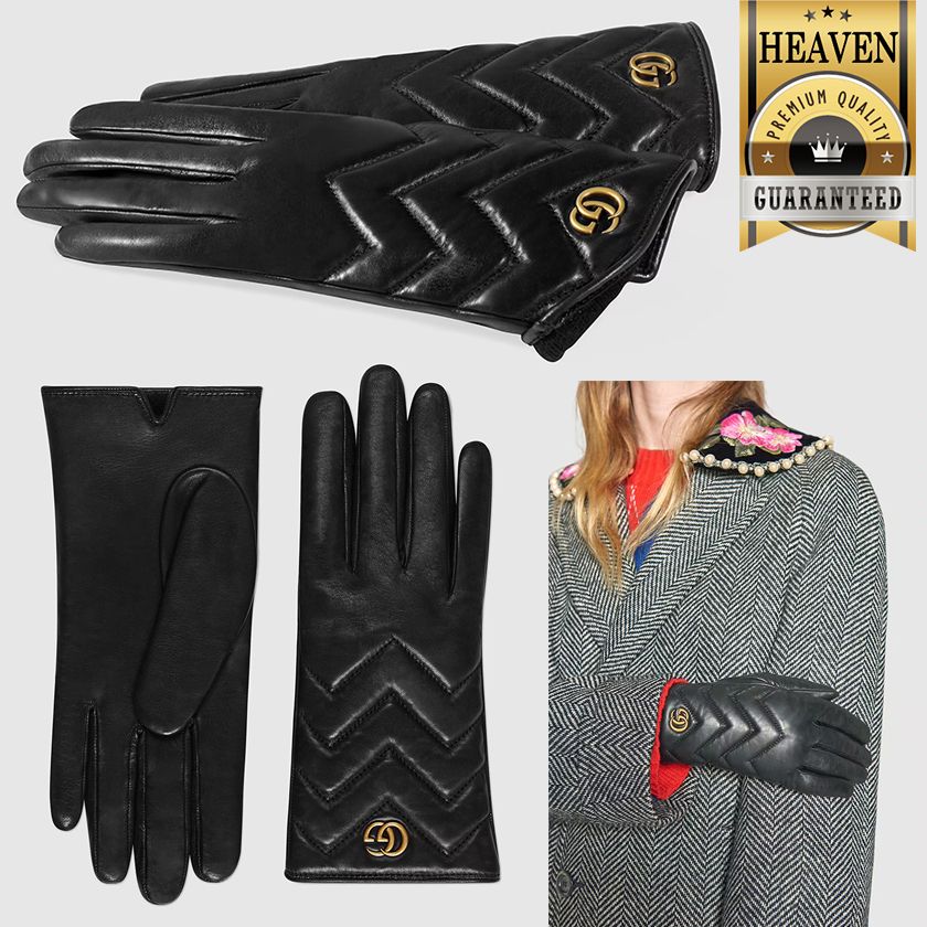 累積売上第1位【GUCCI☆グッチ】シェブロンレザーグローブ (GUCCI