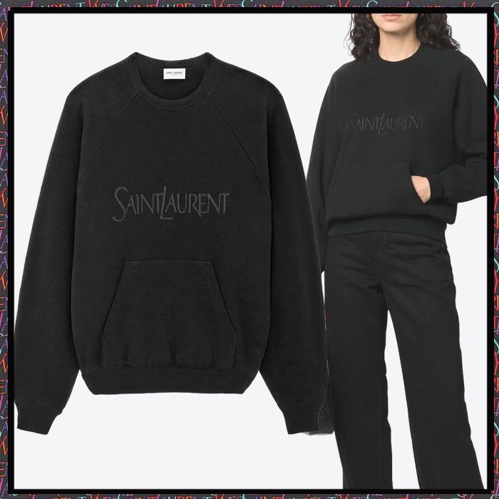 Saint Laurent《ロゴ スウェットシャツ》ブラック コットン 直営