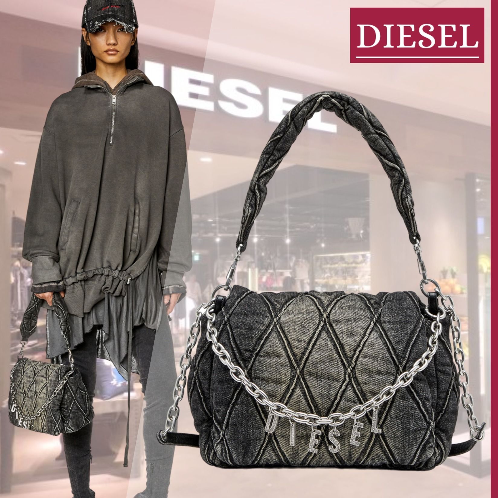 2WAY】DIESEL『Charm-D Shoulder M ショルダーバッグ』送料込 (DIESEL