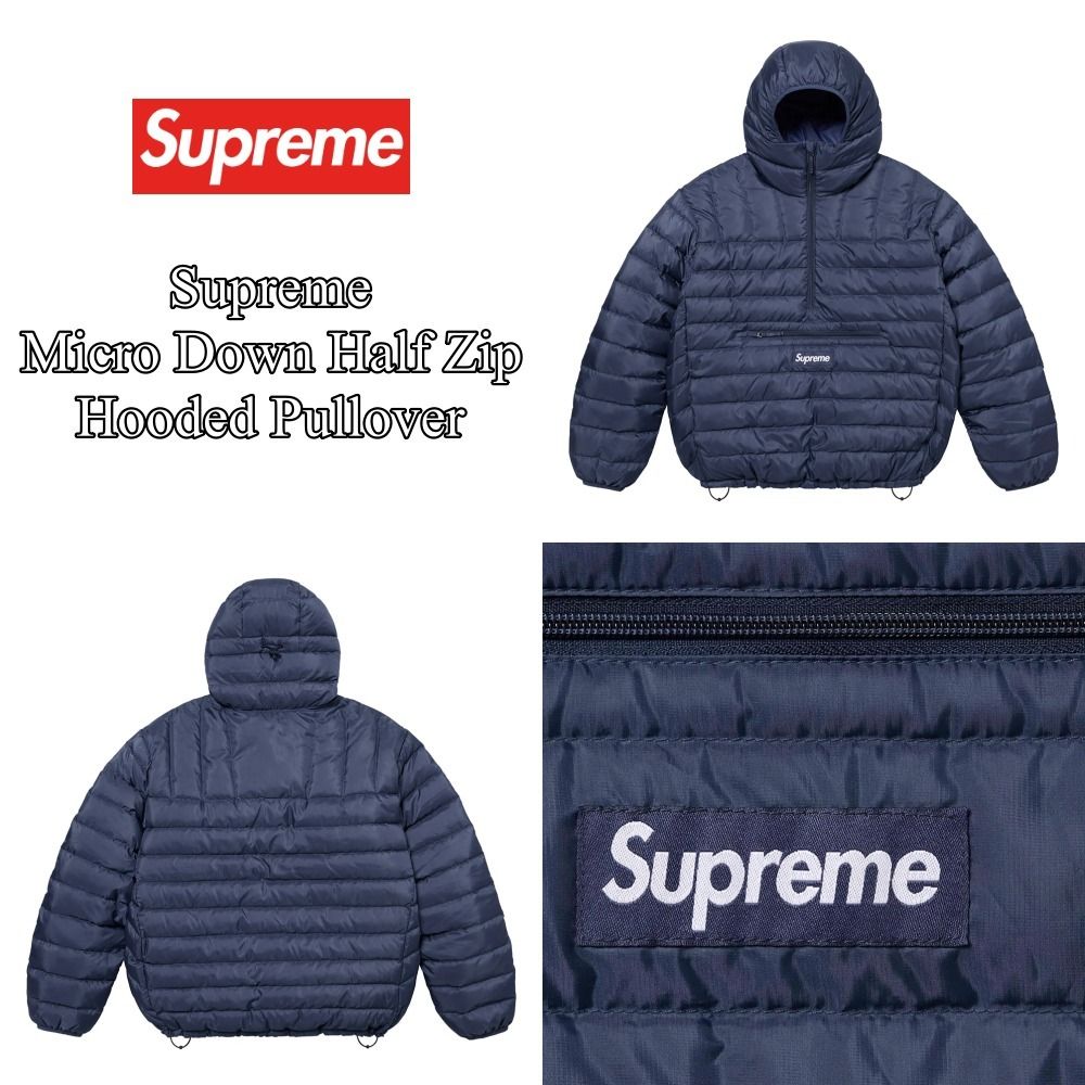 Supreme】Micro Down Half Zip Hooded Pullover☆Navy☆24FW