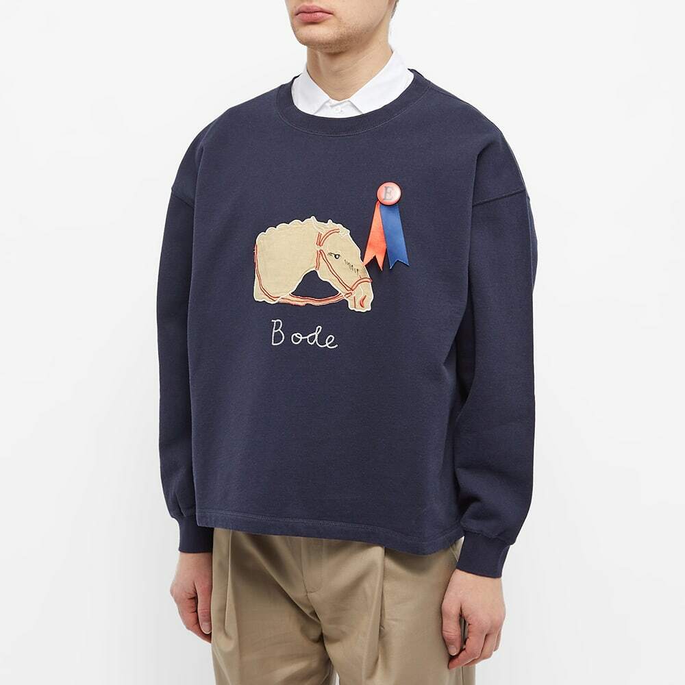Bode Men's Pony Applique Crew Sweat in Midnight Bode