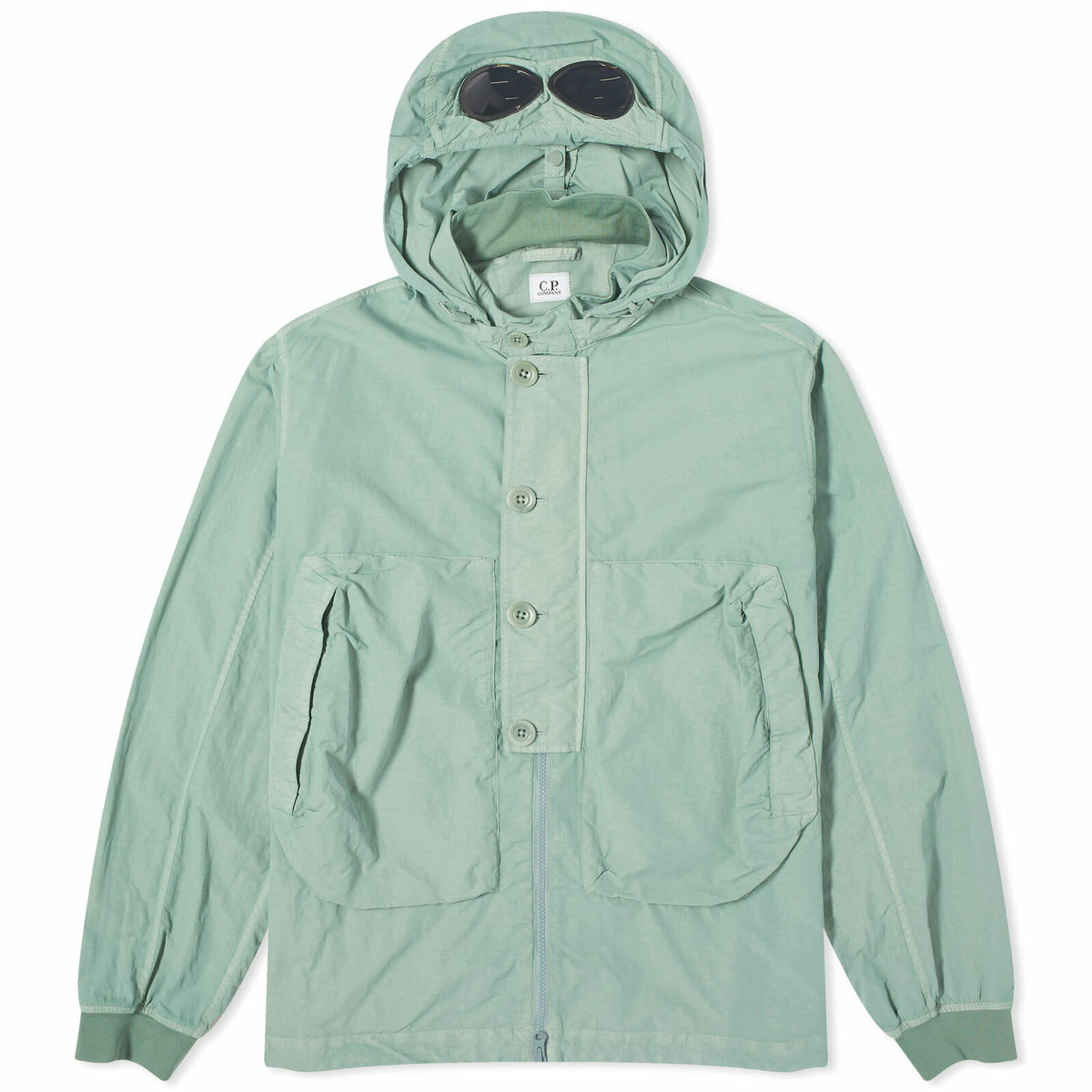 C.P. Company Men's Flatt Nylon Goggle Overshirt in Green Bay C.P.