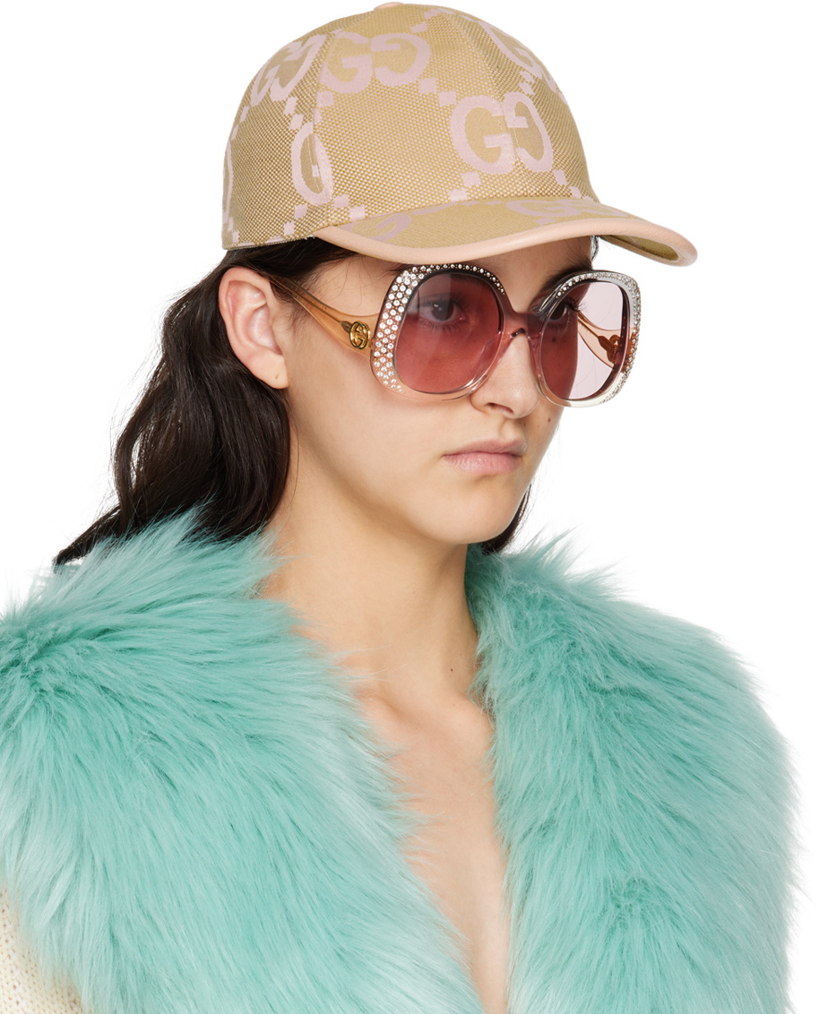 Gucci Beige & Pink Jumbo GG Baseball Cap Gucci