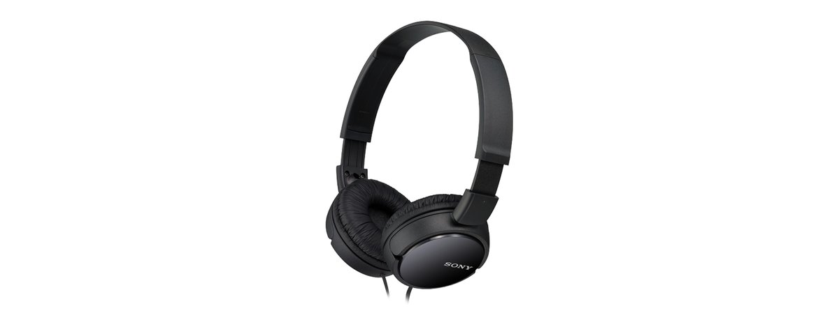 Sony Wired On-Ear Headphones Black, 30mm Drivers, Lightweight