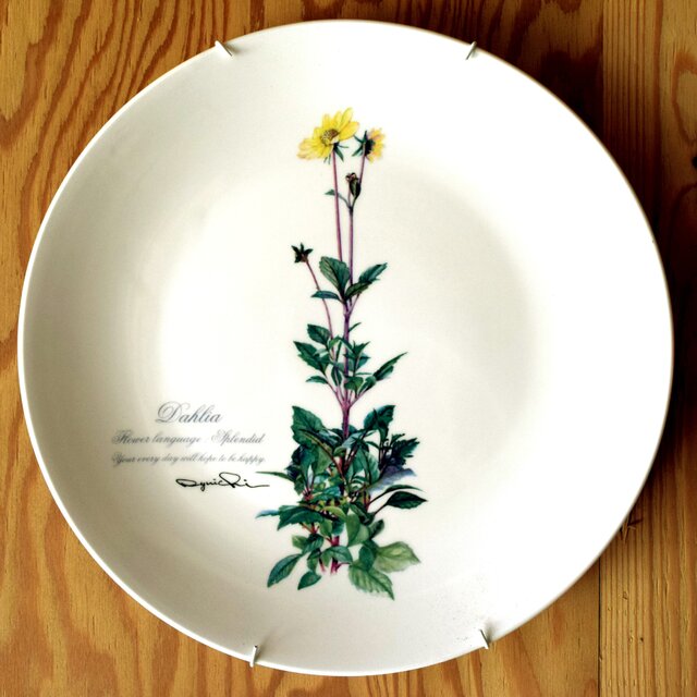 ダリアのやさしい陶器の壁掛け絵皿(30cm) 送料無料 | iichi 日々の