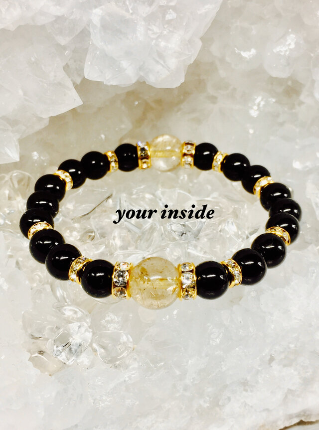 ルチルクォーツ オニキス 天然石ブレスレット | iichi 日々の暮らしを