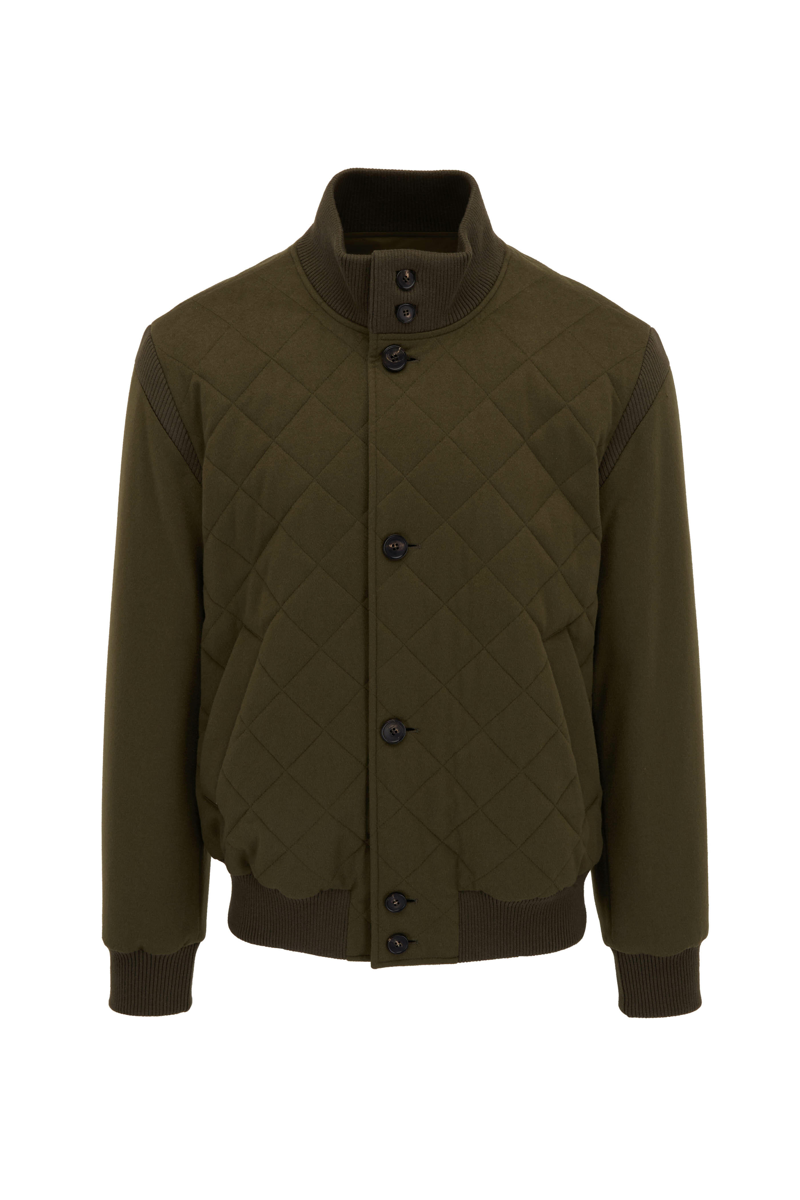Loro Piana - Olive Reversible Quilted Bomber | Mitchell Stores