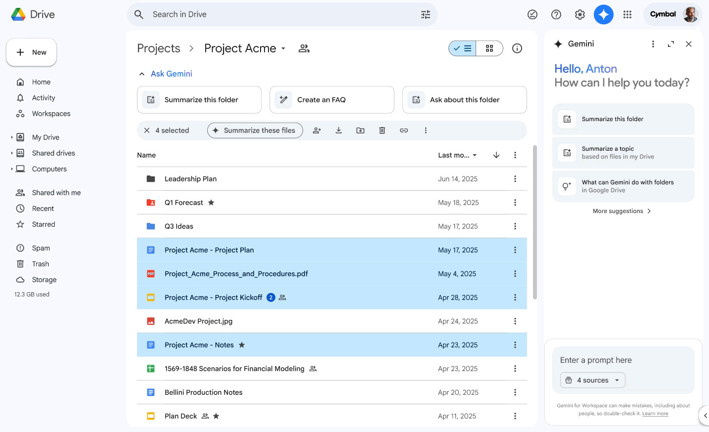 Google Drive now lets you chat with Gemini in the side panel about