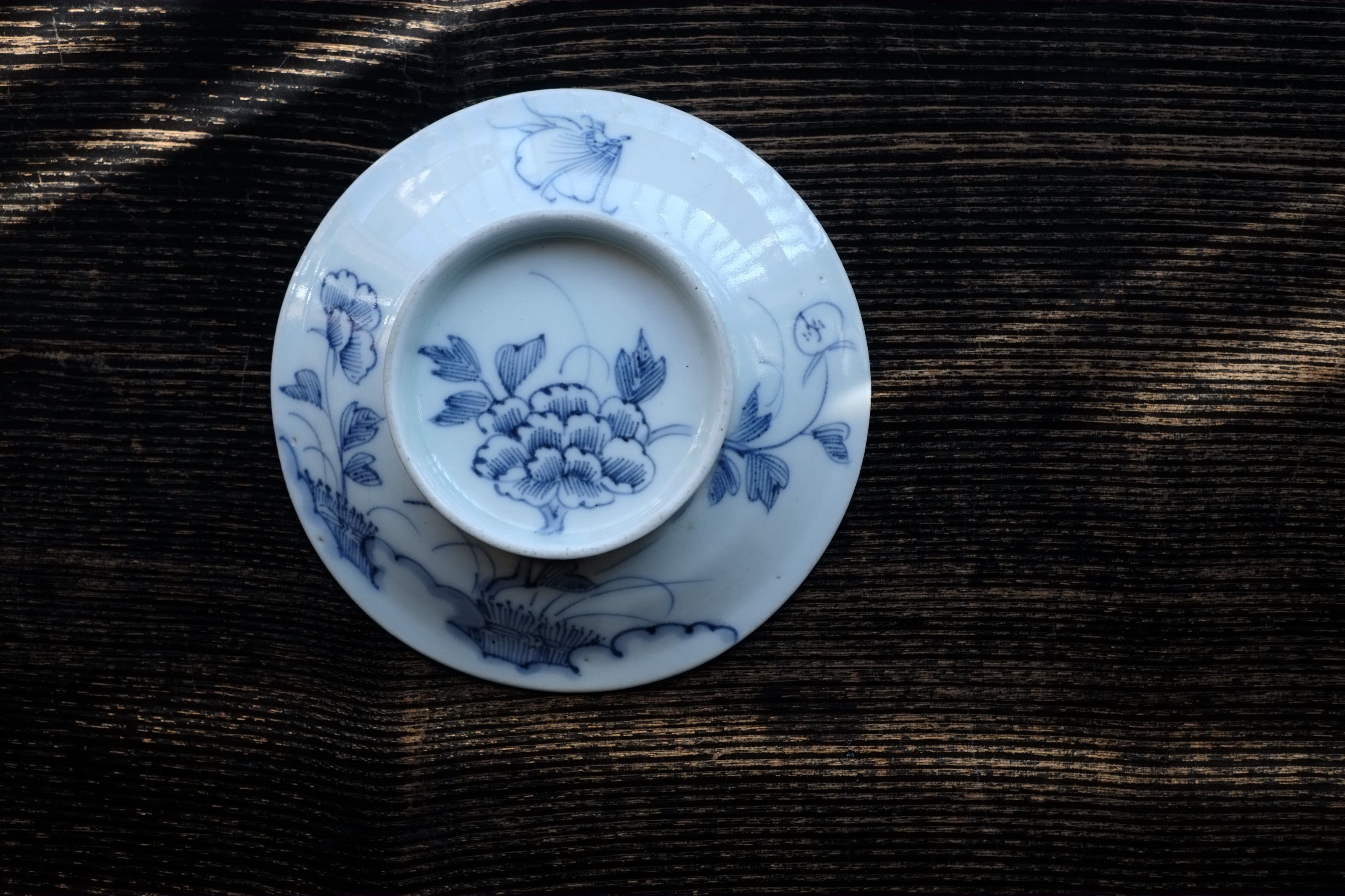 時代広東型 牡丹図染付 蓋付碗 (江戸時代 ) – 逢季荘