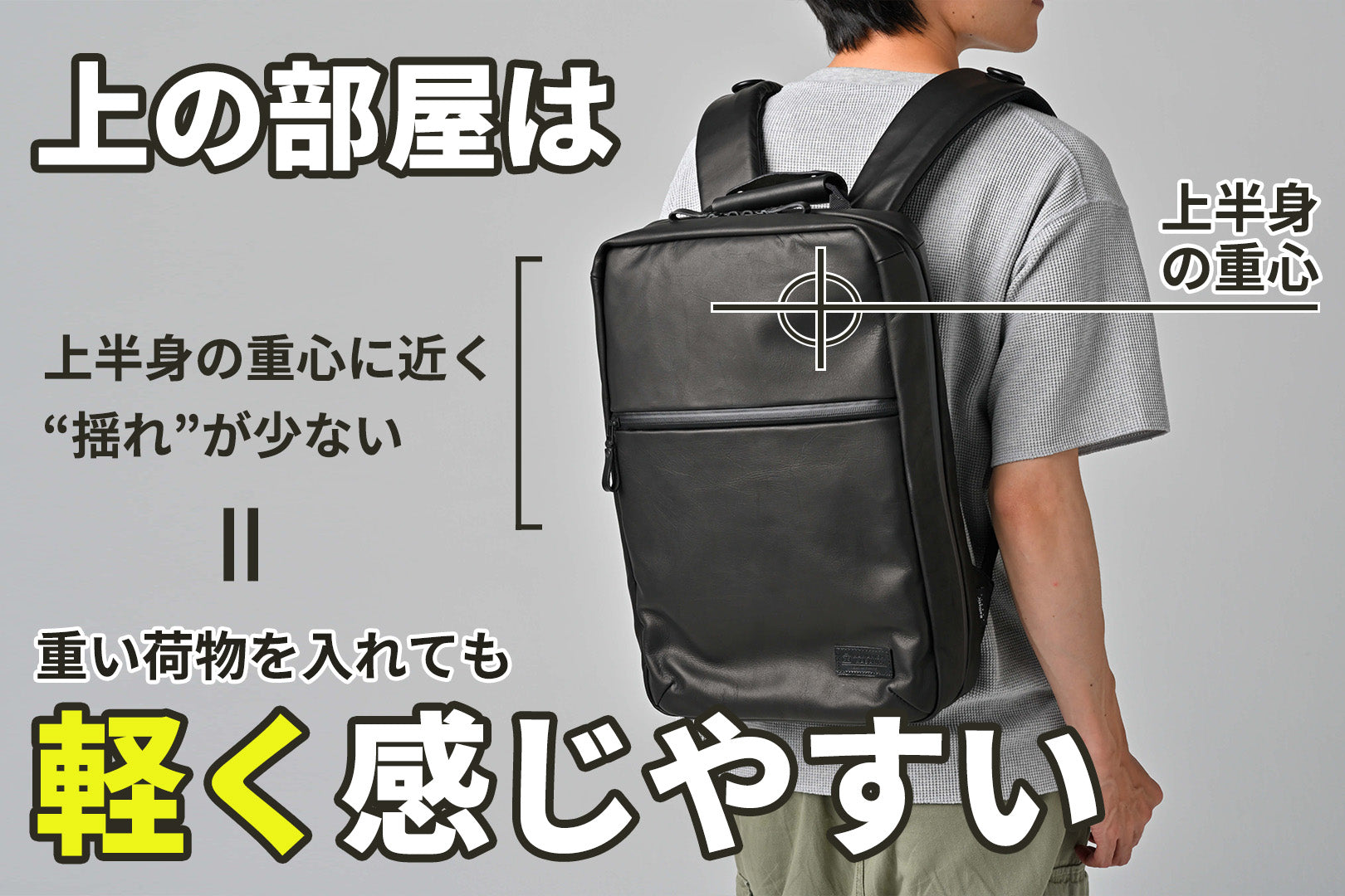 撥水レザー｜イライラを解消する“上下2部屋構造”リュック【seowU