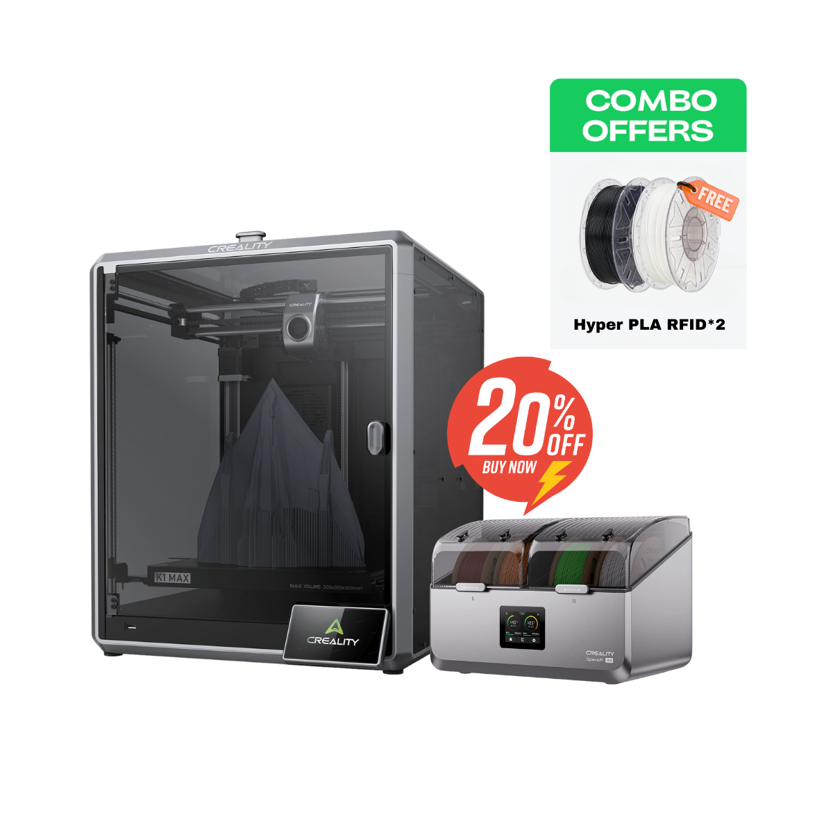 Creality K1 Max AI Fast 3D Printer – 600 mm/s High-Speed Large