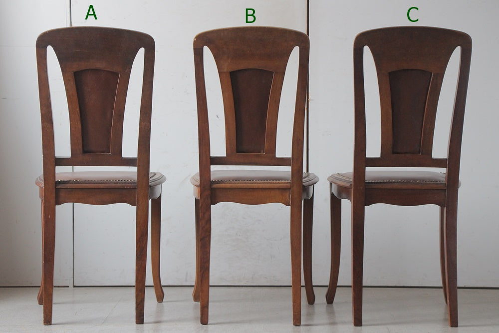 5脚あり！ぶどう模様のレザー（本革）チェア フランスアンティーク