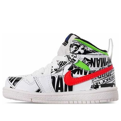 TD) Air Jordan 1 Mid Graffiti 'All Over Logos' 640735-143