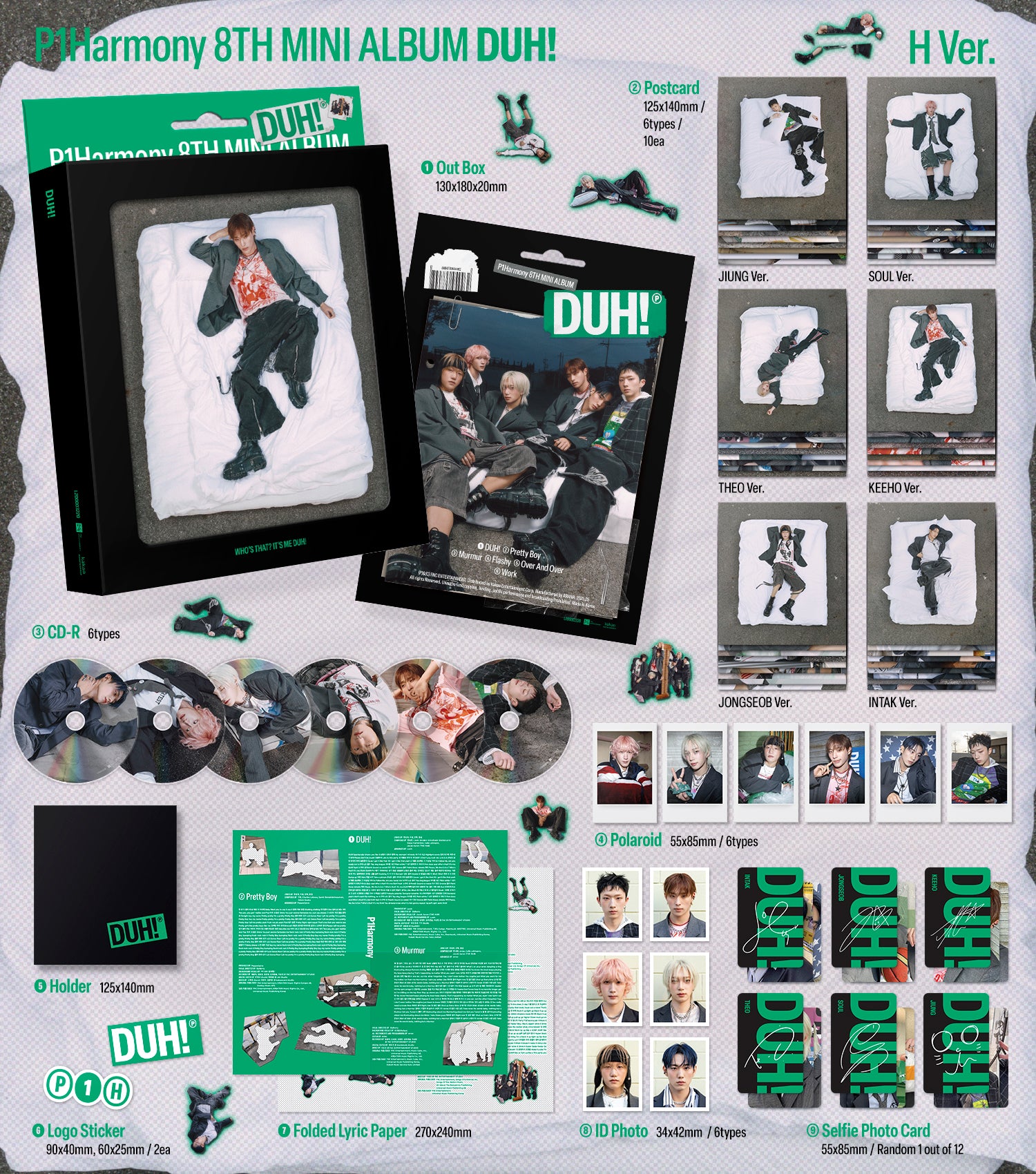 P1Harmony 8th Mini Album H Ver./DUH! Compact Ver.(CD) (ランダム