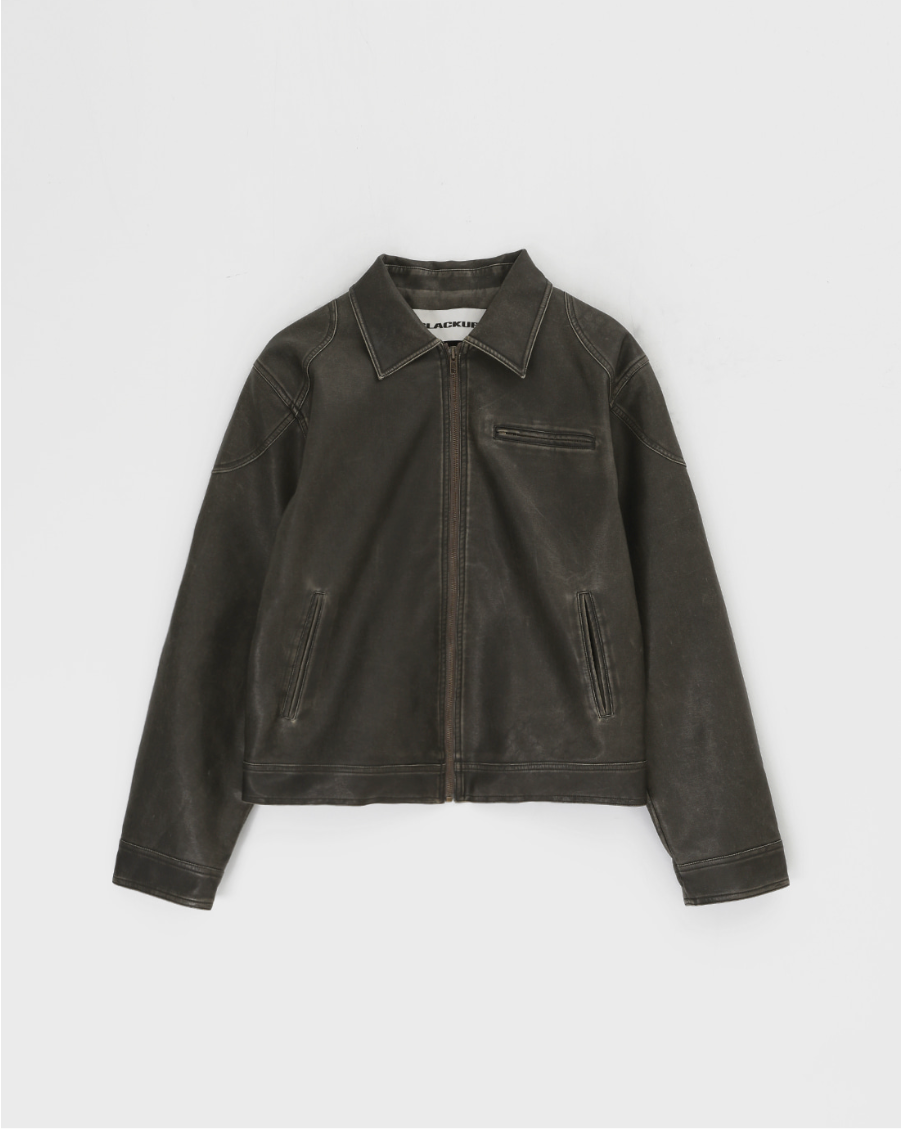 MADE] アンバックウォッシングレザージャケット - BLACKUP | 60