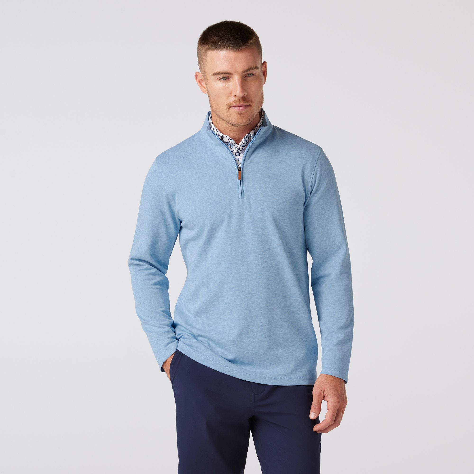 Cornflower Heather KPI Quarter Zip | Mizzen+Main