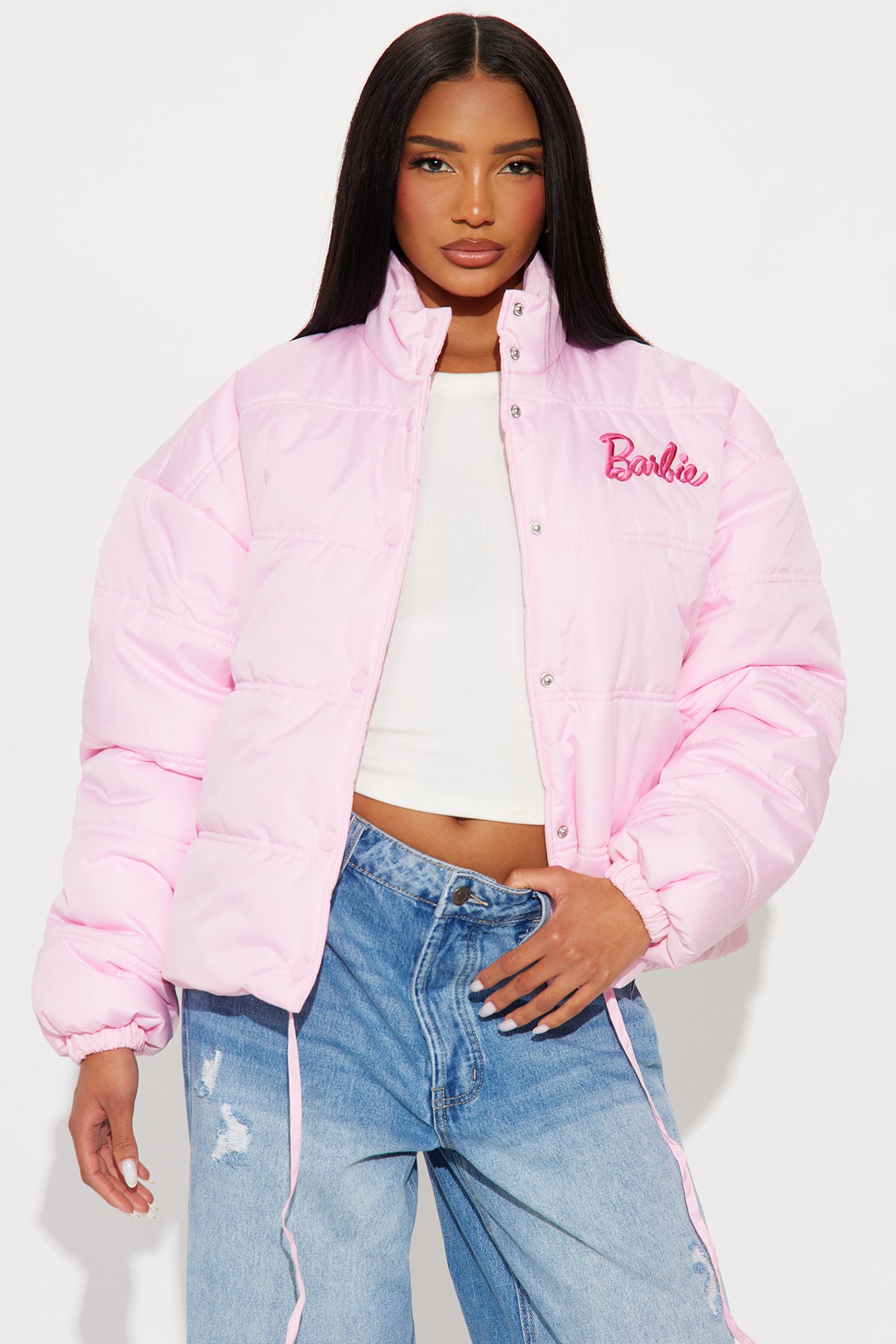 Barbie Puffer Jacket - Light Pink | Fashion Nova