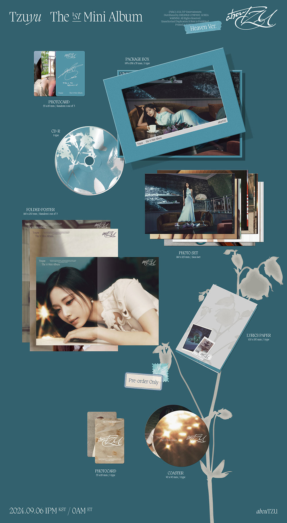 TWICE TZUYU - abouTZU 1ST MINI ALBUM JYP SHOP GIFT HEAVEN VER