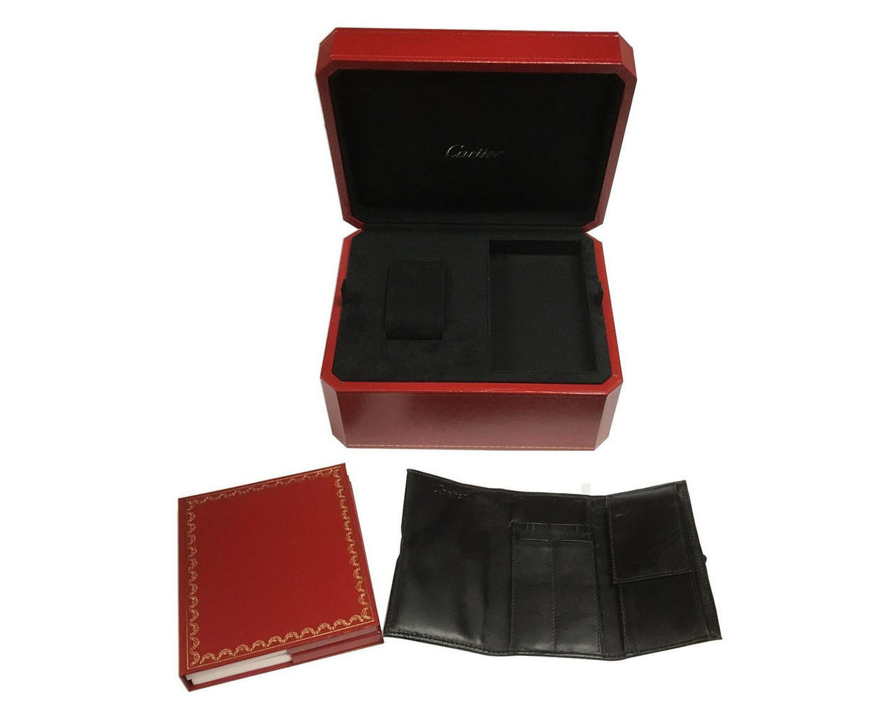 CARTIER Red Watch Box + Books + Leather Pouch + Cushion COWA0017