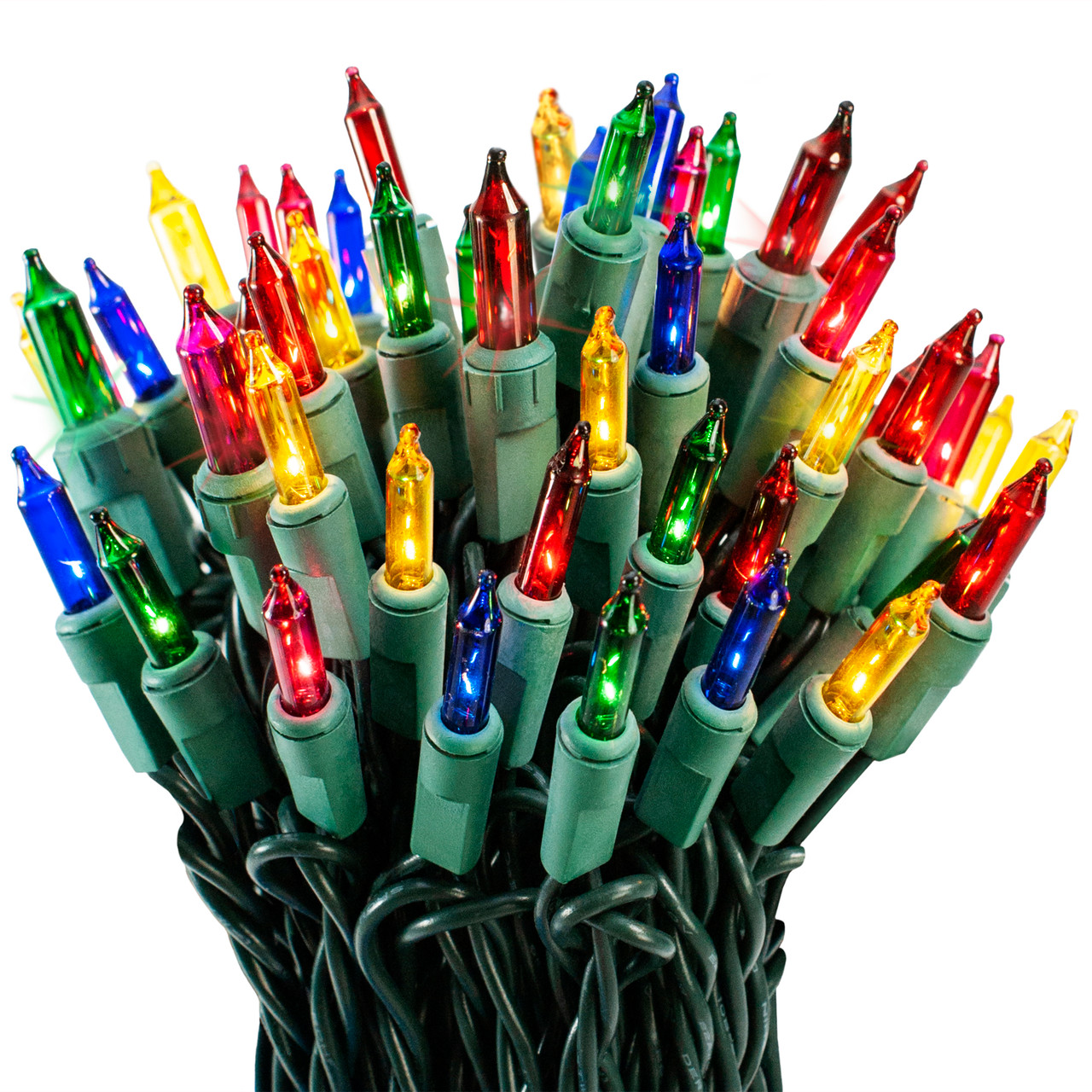 Multi-Color Twinkle Lights on Green Wire, (100 Count) | 612 Vermont