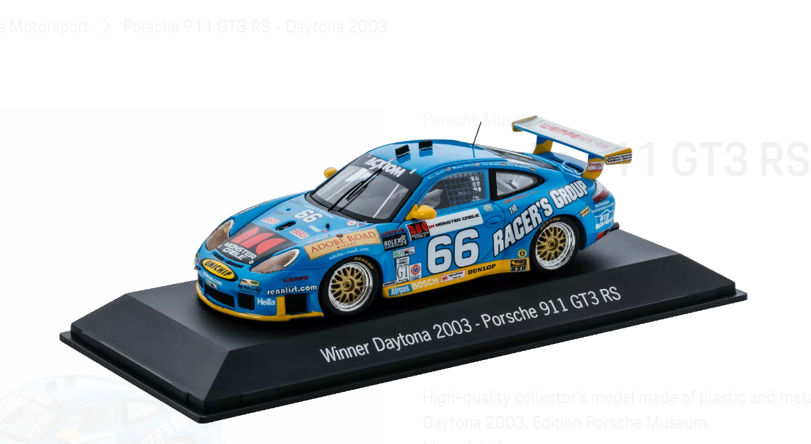 1/43 Dealer Edition 2003 Porsche 911 GT3 RS #66 Winner 24h Daytona