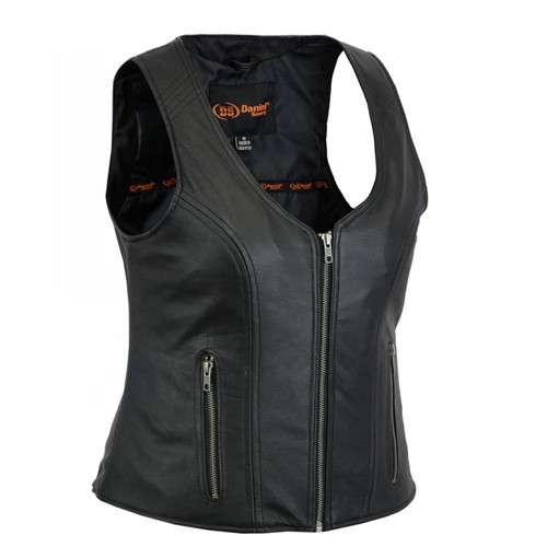 Zip-Front Women's Leather Motorcycle Vest - Clearance Sale