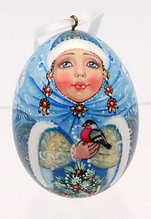 Snow Maiden Lacquered Egg Ornament