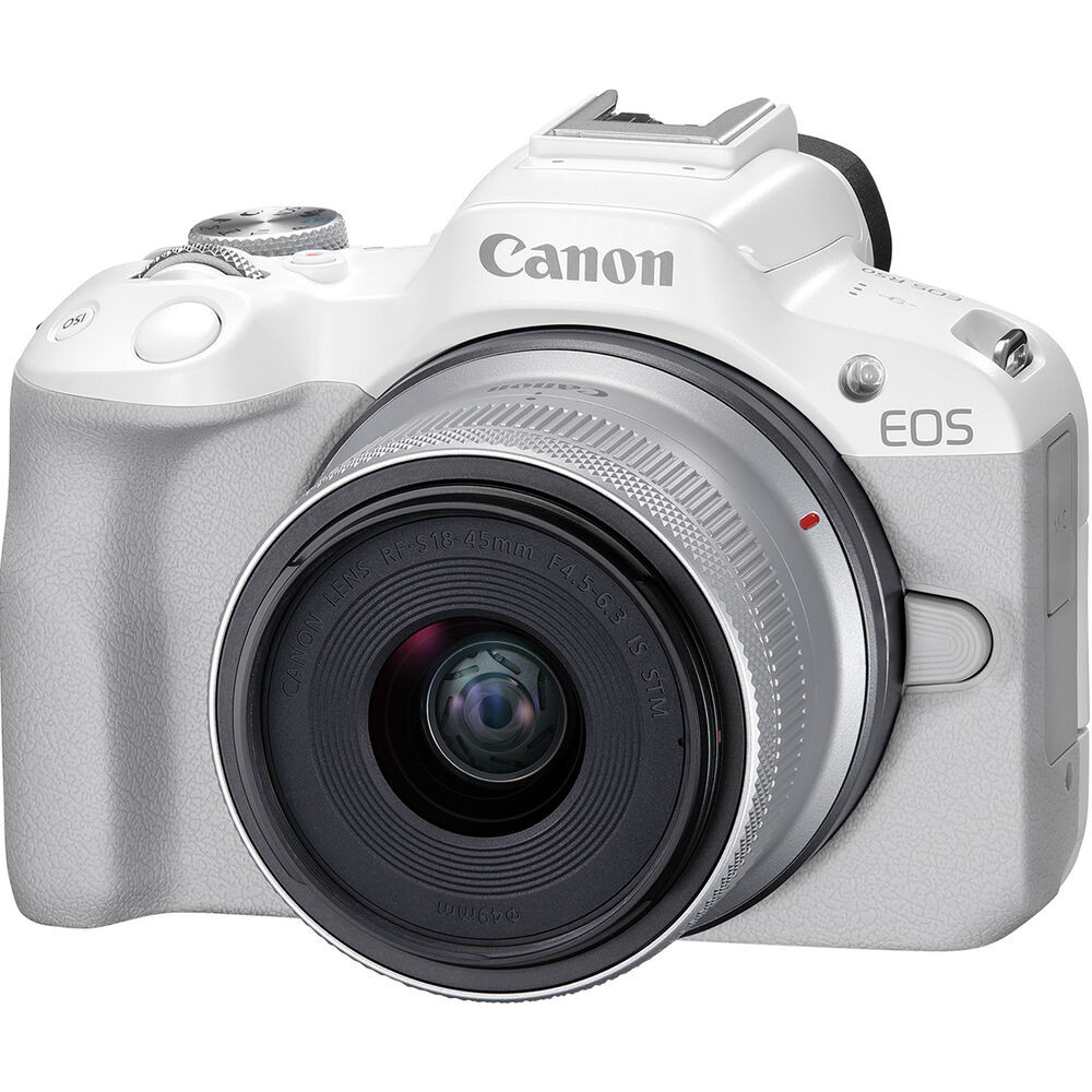 Canon EOS R50 Mirrorless Camera with 18-45mm Lens (White