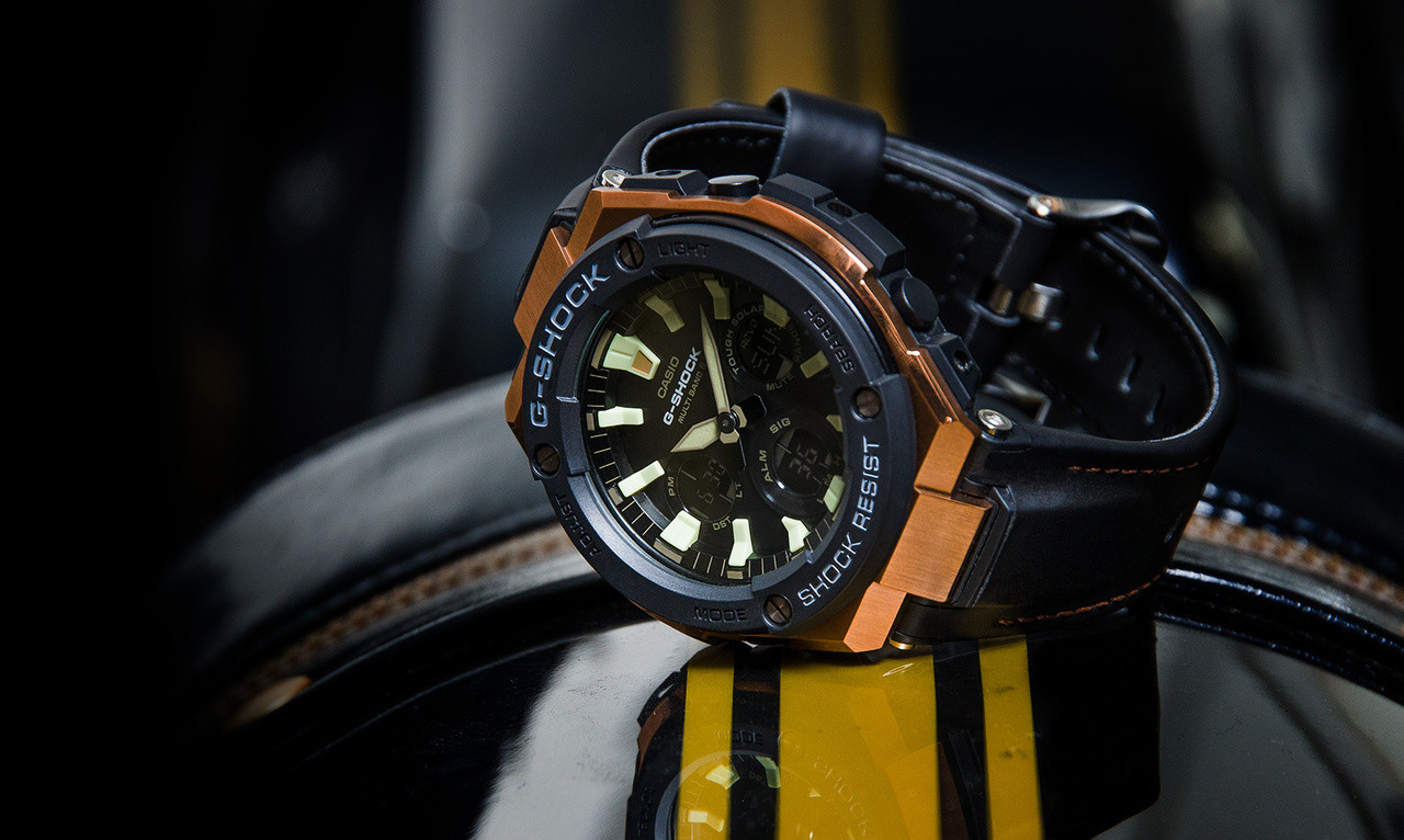 Casio G-Shock Steel GST-W120L-1AER Solar Leather Strap Watch