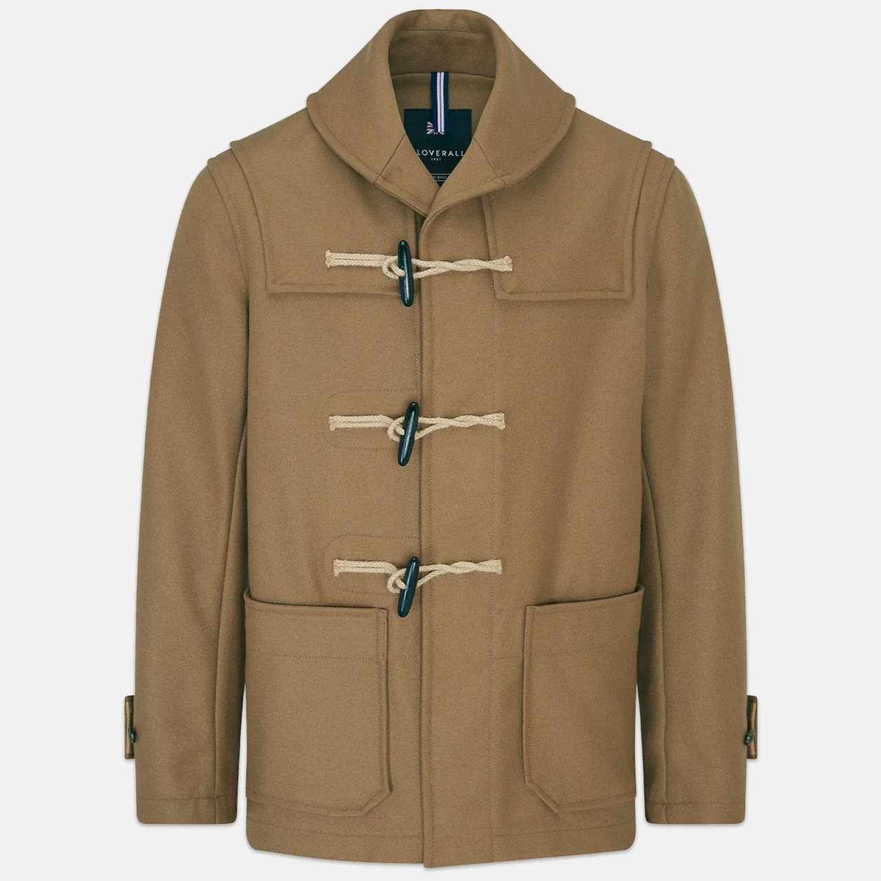 Gloverall Cocteau Retro Shawl Collar Duffle Coat in Camel