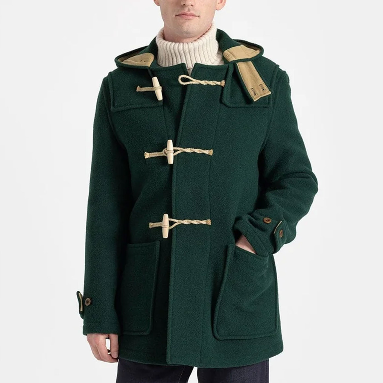 Gloverall Mid Monty Duffle Coat in Pine Green