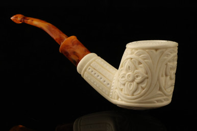 Carved Block Meerschaum Pipe by Servi with fitted case 15059