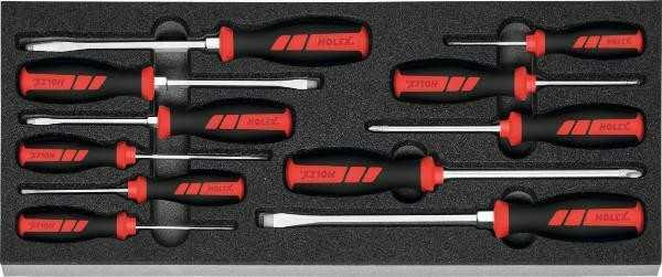 Holex Flat Head & Phillips Screwdrivers in Rigid Foam Inlay, Set of 11