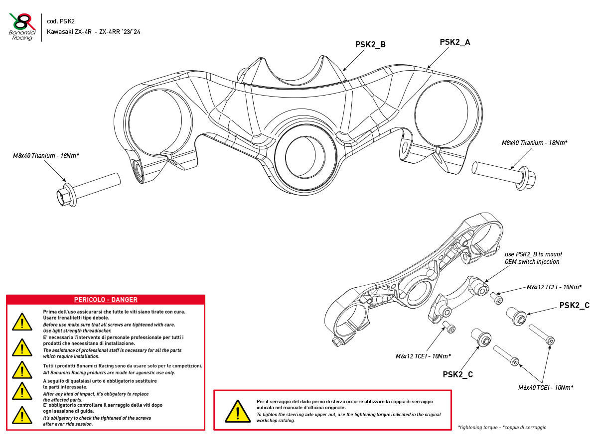 Bonamici Top Triple Clamp Kawasaki ZX-4RR (Green): MOTO-D Racing