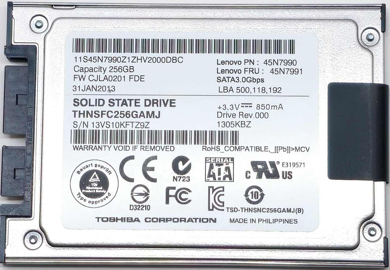 Toshiba THNS256GG8BAAA - 256GB FDE SATA 1.8