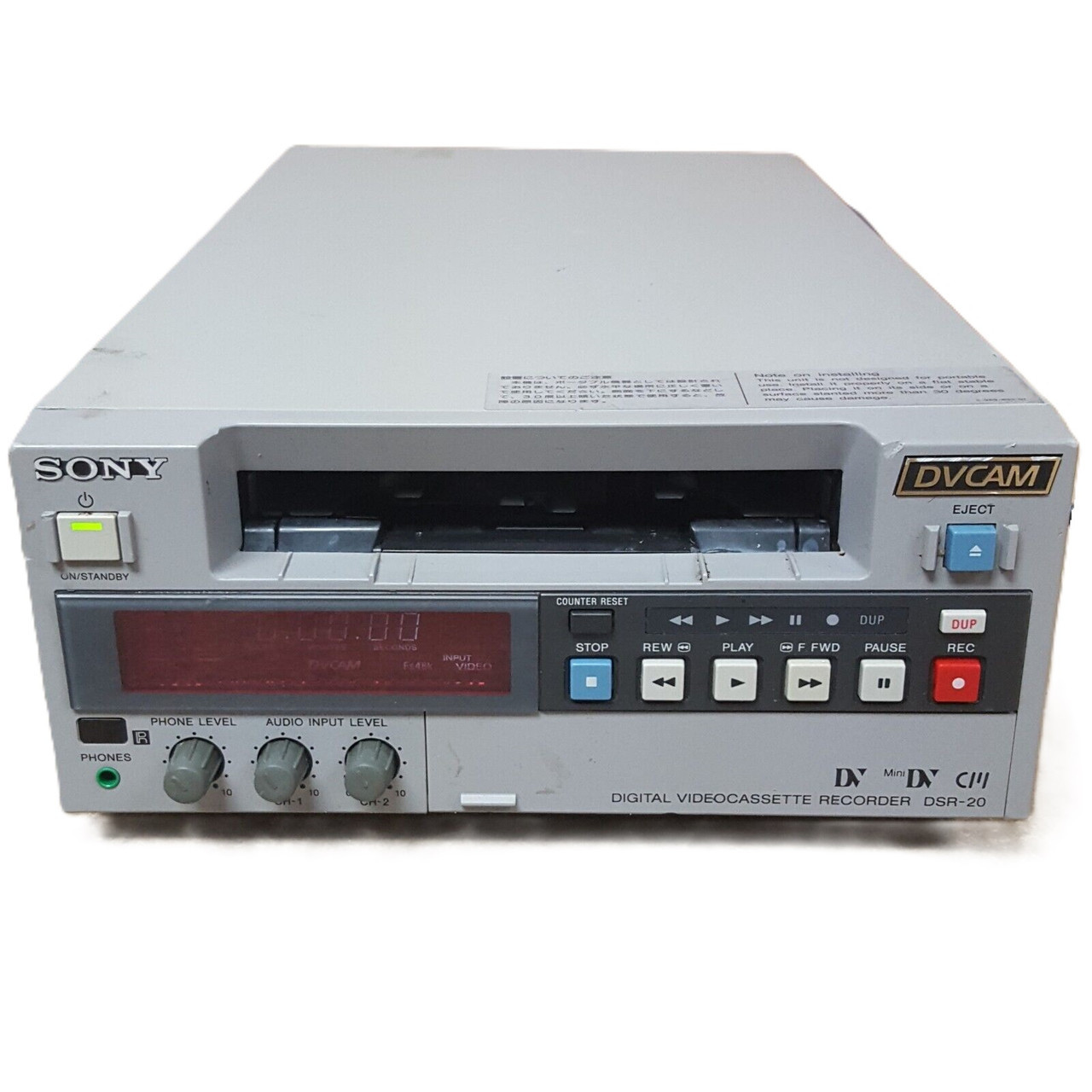 Sony DSR-20 DVCAM / DV / MiniDV VTR Player/Recorder – Professional