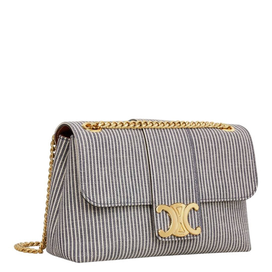 Celine Open Box - Celine Medium Victoire Bag In Striped Textile