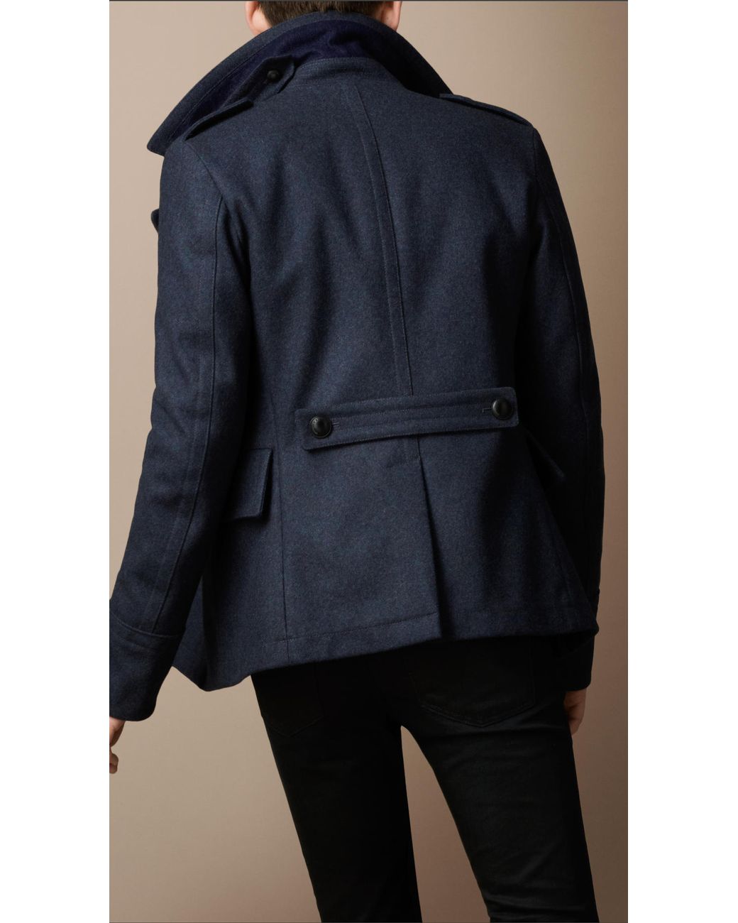 Burberry Brit Military Pea Coat in Blue for Men | Lyst