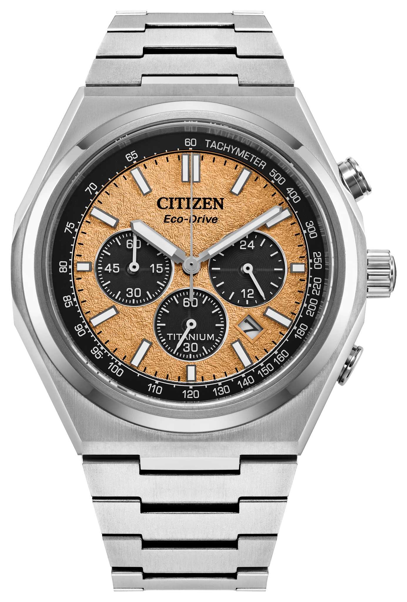 Zenshin Chrono Salmon Dial Super Titanium Bracelet CA4610-85Z