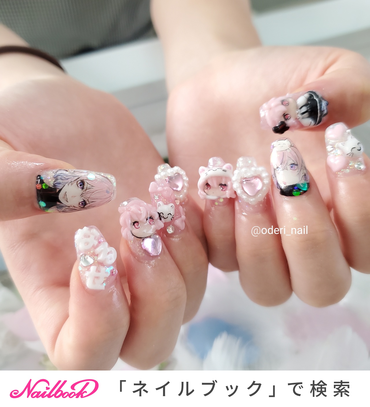 ハンド/ワンカラー/痛ネイル/キャラクター/ミディアム - ゆみ@痛ネイル