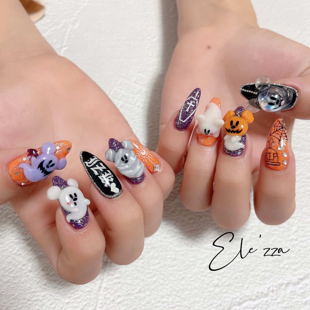 秋/ハロウィン/ハンド/3D/ロング - Ele'zzaのネイルデザイン[No