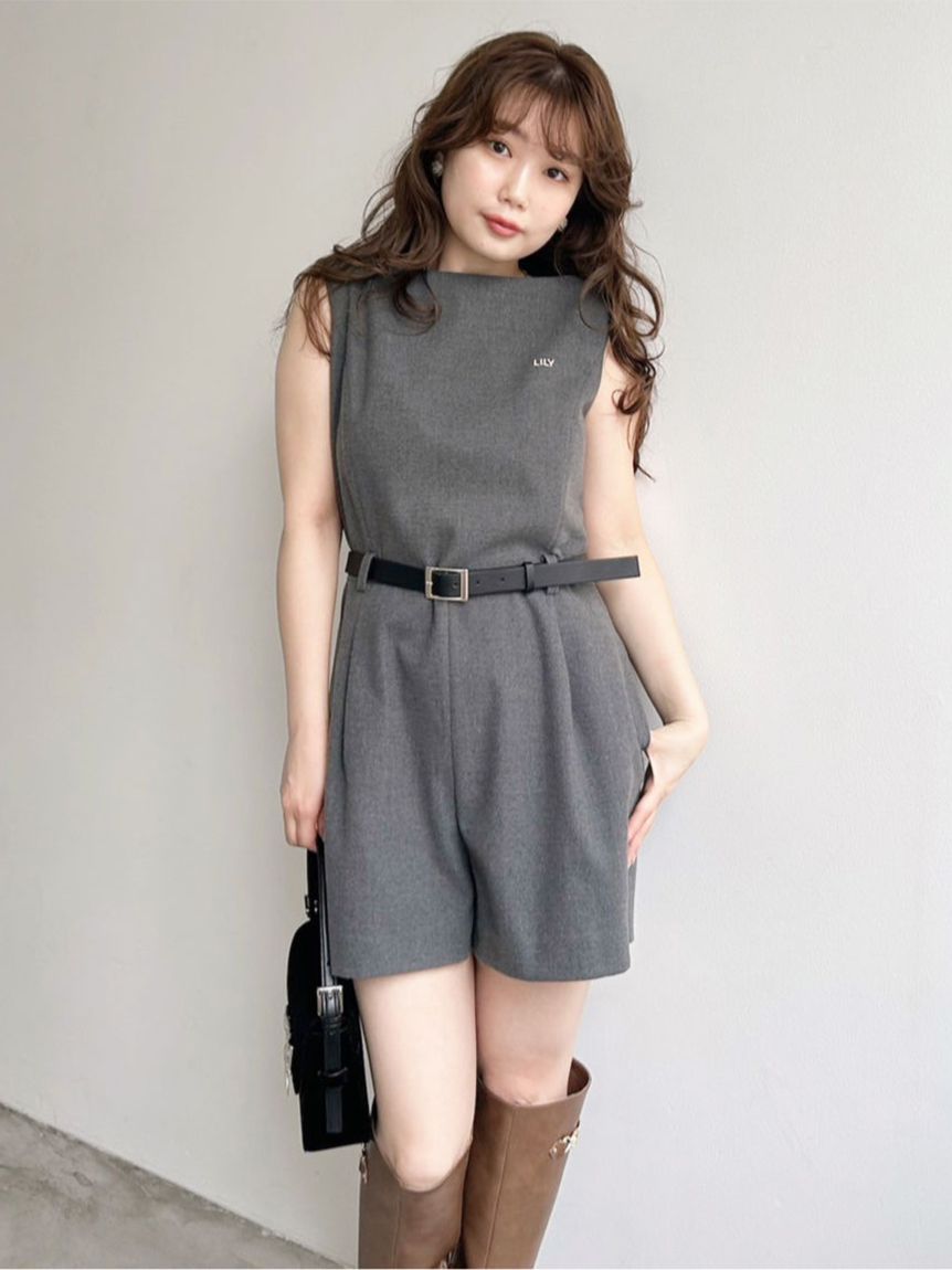 ベルト付きミニロンパース(オールインワン)｜ワンピース｜LILY BROWN
