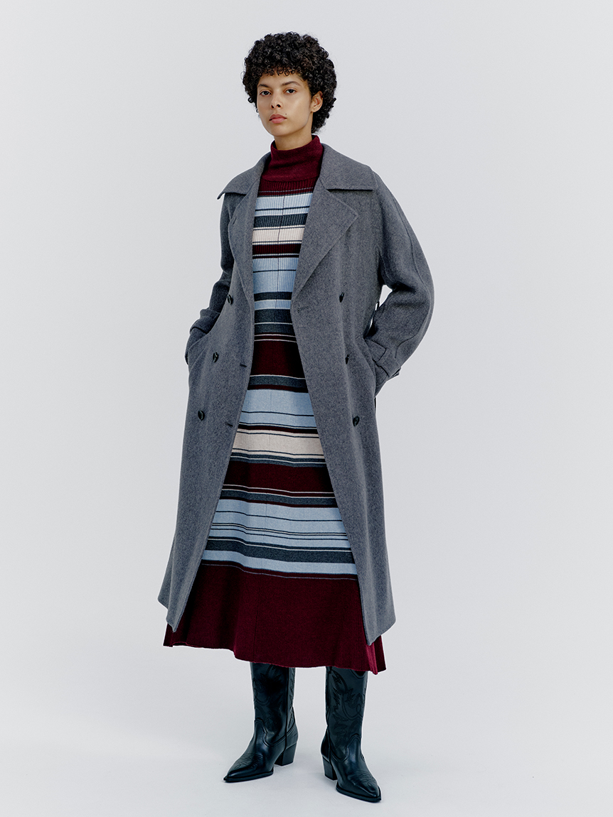 ベルト付きリバーピーコート(ロングコート)｜アウター｜Mila Owen